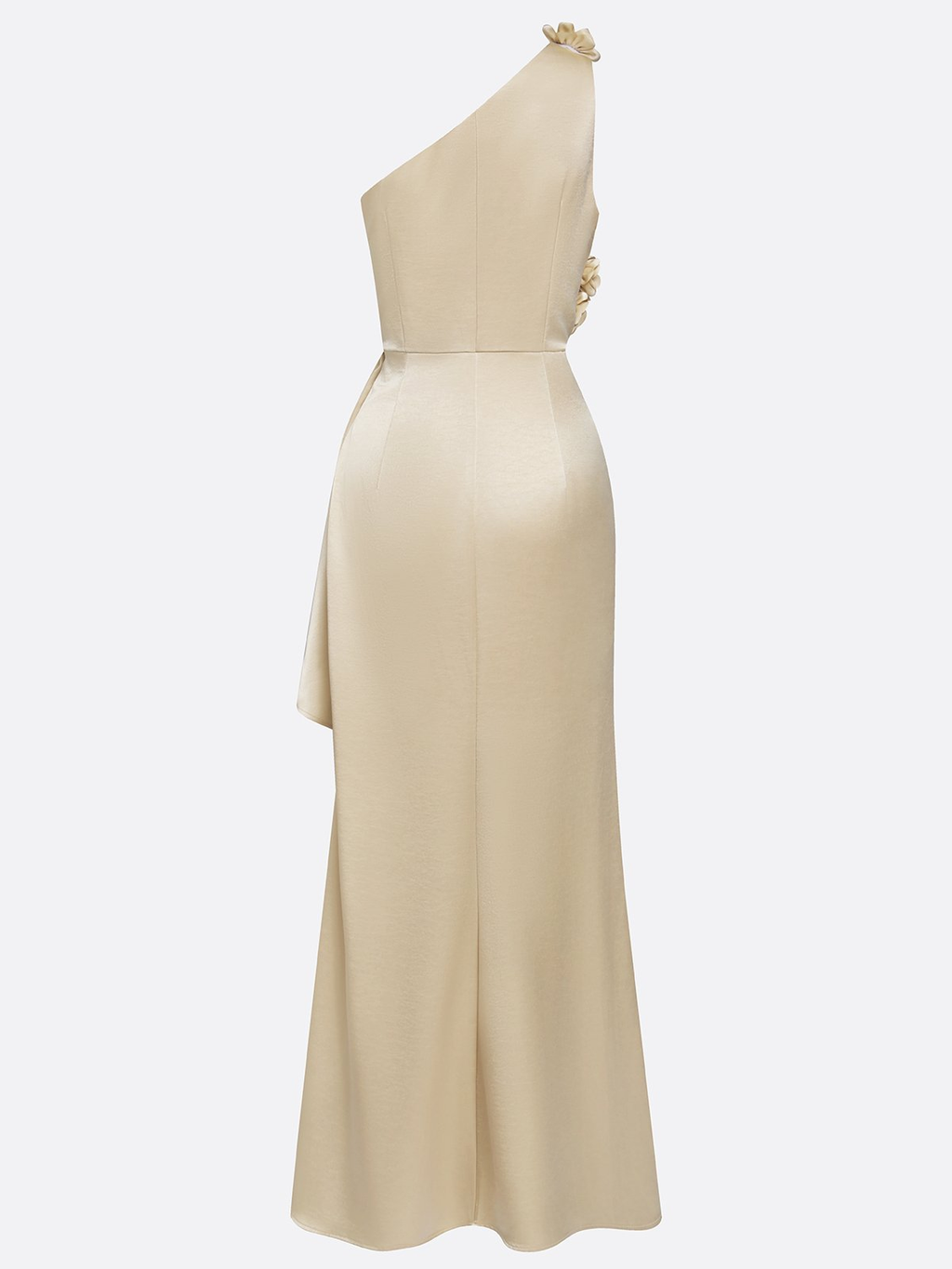 One-Shoulder Draped Satin Gown