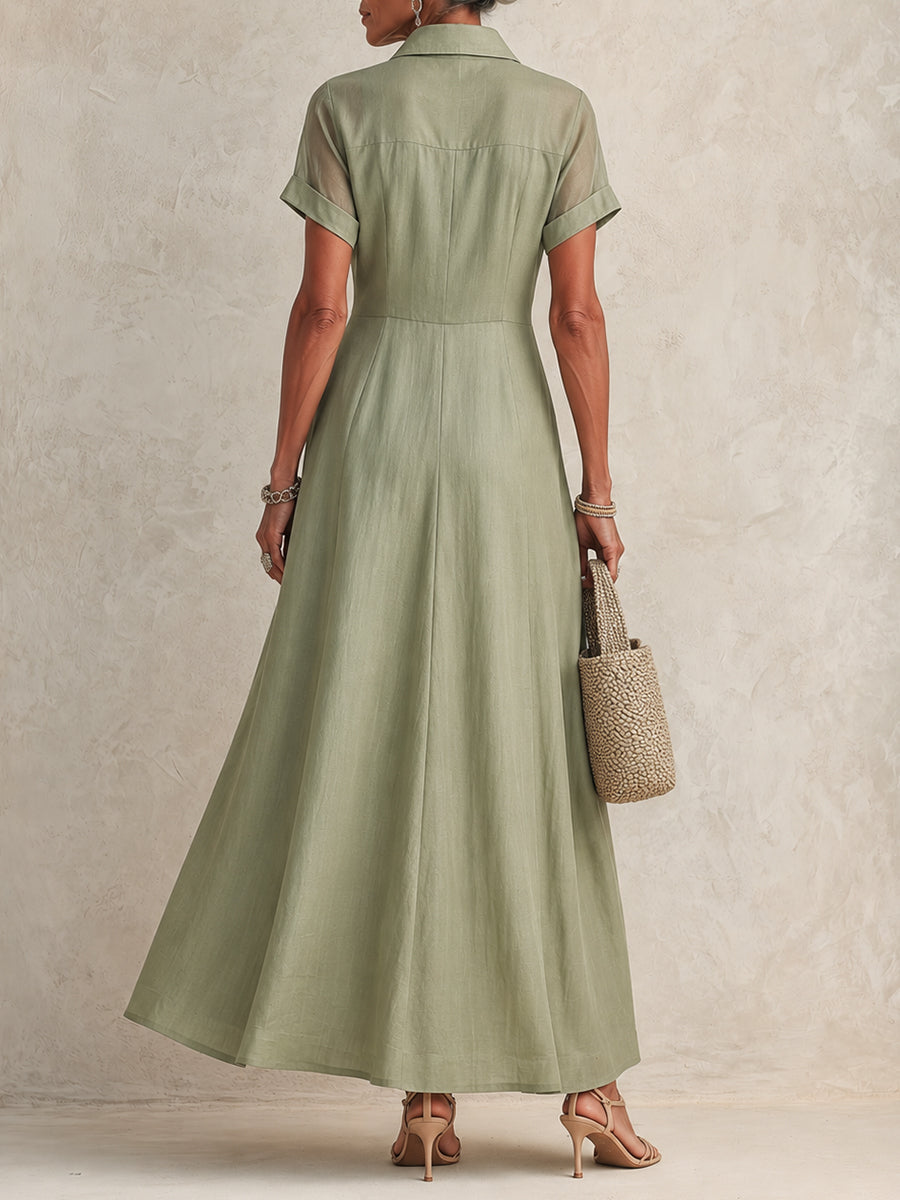 Chic Tencel Maxi Dress With Patch Pockets