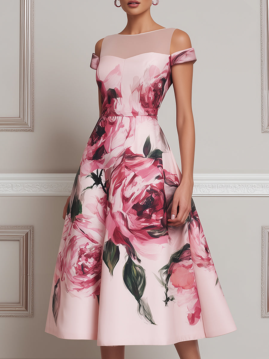 Ethereal Rose Illusion Midi Dress