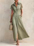 Chic Tencel Maxi Dress With Patch Pockets