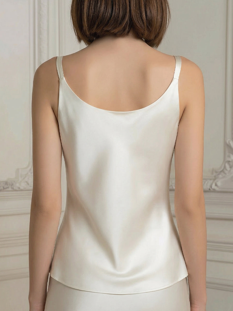 Floral Embroidered Draped Cowl Neck Sleeveless Top