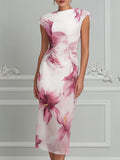 Sophisticated Floral Ruched Midi Dress