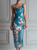 Spaghetti Strap Floral Slip Midi Dress