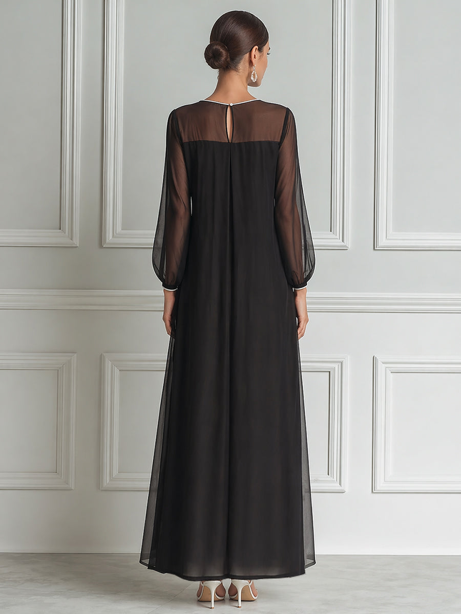 Sophisticated Contrast Layered Maxi Dress