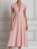 Timeless Grace Lace-Trimmed Midi Dress