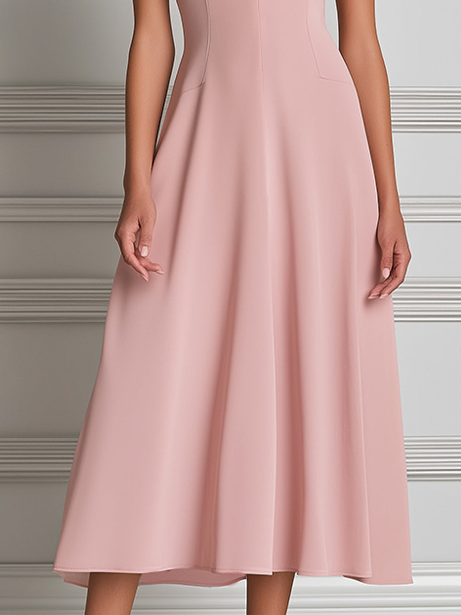 Timeless Grace Lace-Trimmed Midi Dress