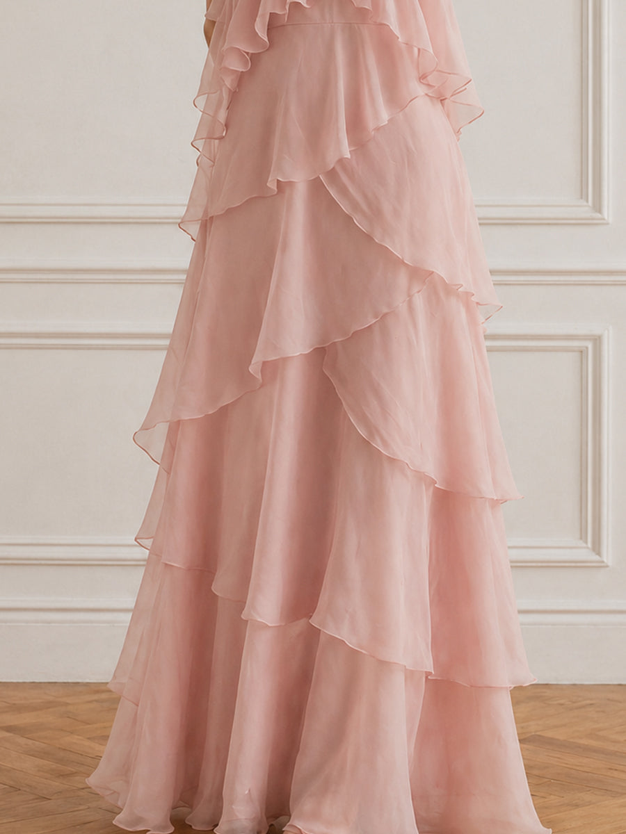 Halter Neck Ruffle Tiered Maxi Dress With Floral Accent