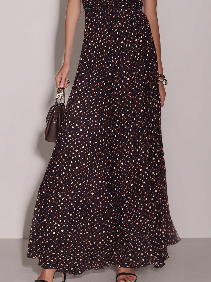 Stylish Halter-Neck Polka-Dot Maxi Dress