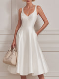 Classic & Elegant Satin A-Line Midi Dress