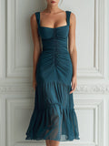 Ruched Sweetheart Mermaid Midi Dress