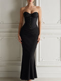 Corset-Inspired Strapless Mermaid Maxi Dress