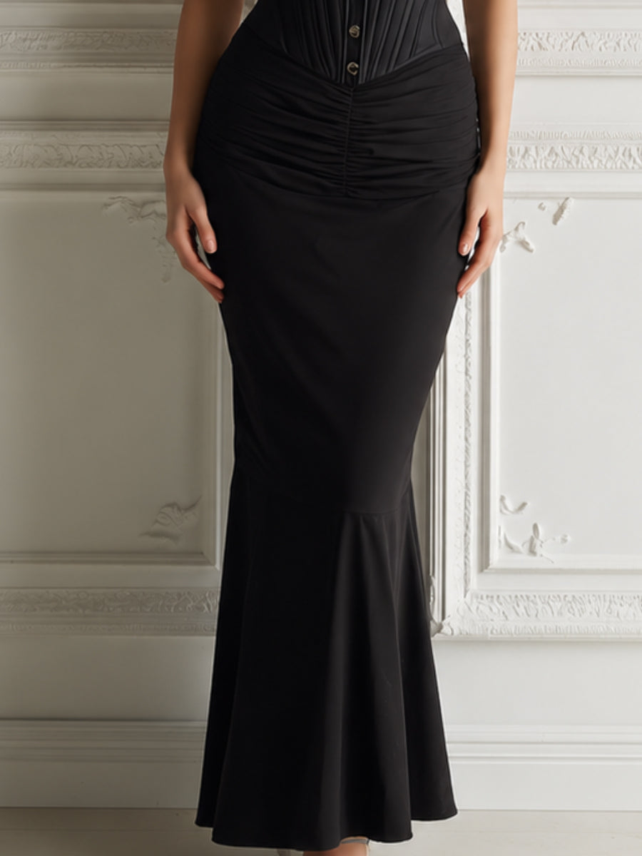 Corset-Inspired Strapless Mermaid Maxi Dress