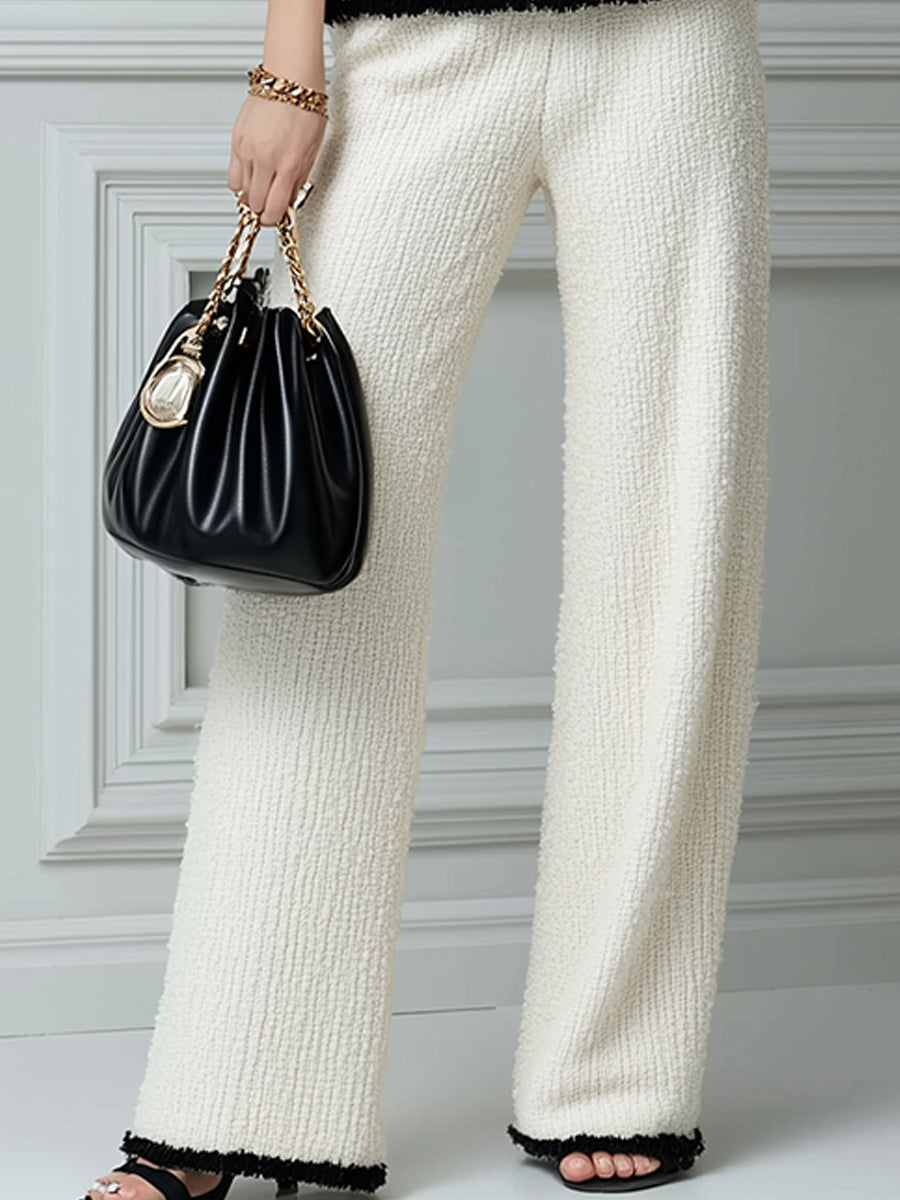 Contrast Trim Textured Knit Two-Piece Set