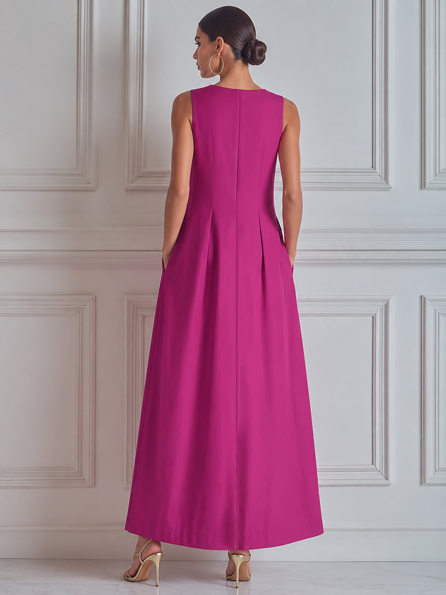 Architectural Sleeveless Trapeze Maxi Dress