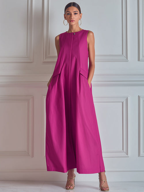 Architectural Sleeveless Trapeze Maxi Dress