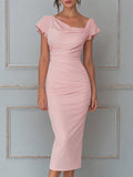 Sophisticated Ruched Midi Sheath Dress