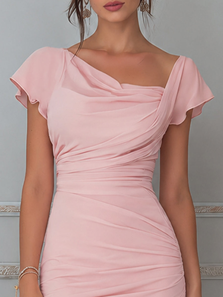 Sophisticated Ruched Midi Sheath Dress