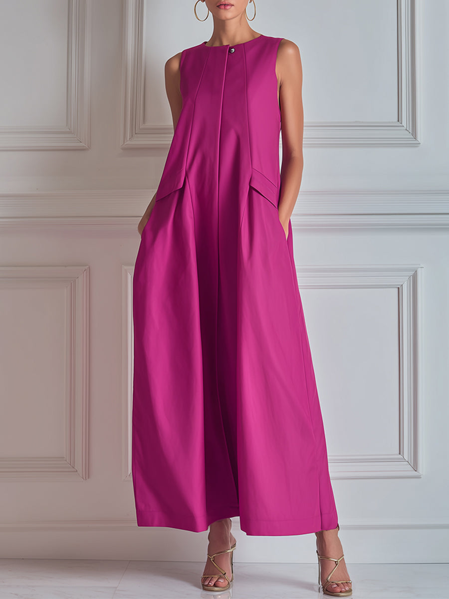Architectural Sleeveless Trapeze Maxi Dress