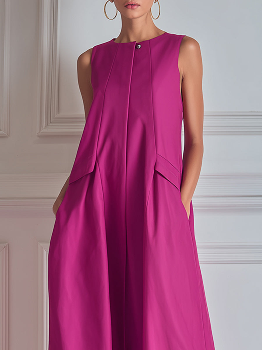Architectural Sleeveless Trapeze Maxi Dress