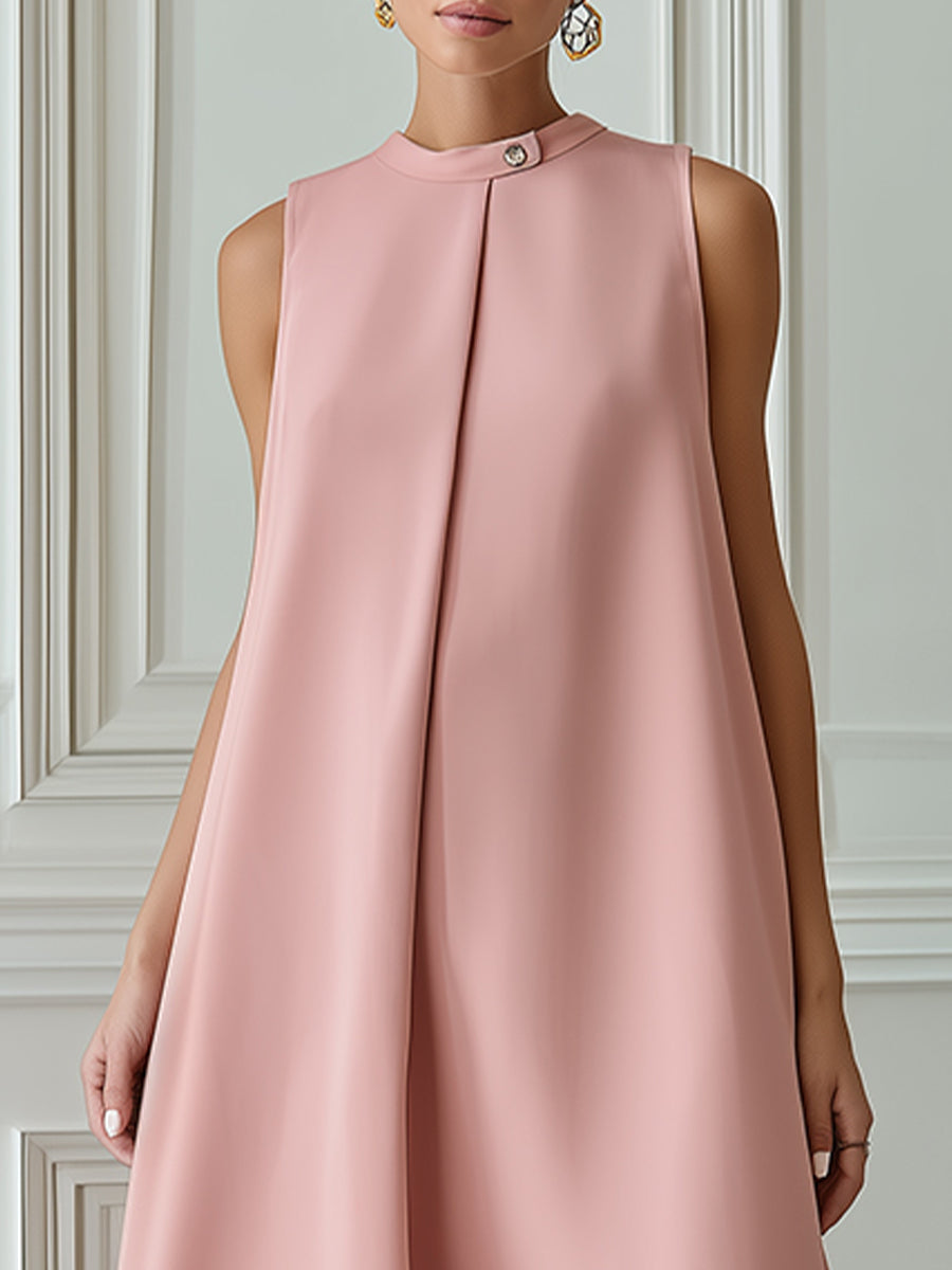 Minimalist Sleeveless Trapeze Fringed Hem Maxi Dress