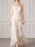 Sheer Ruffle Layered Maxi Dress