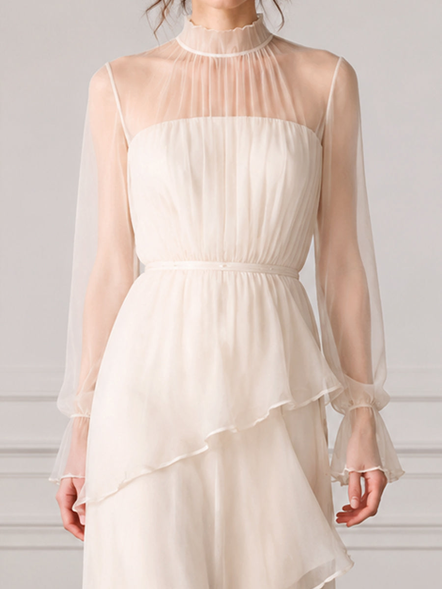 Sheer Ruffle Layered Maxi Dress
