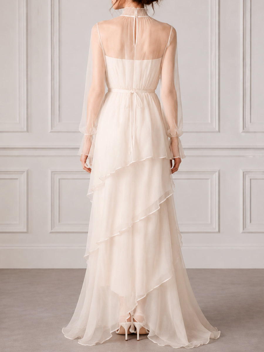 Sheer Ruffle Layered Maxi Dress