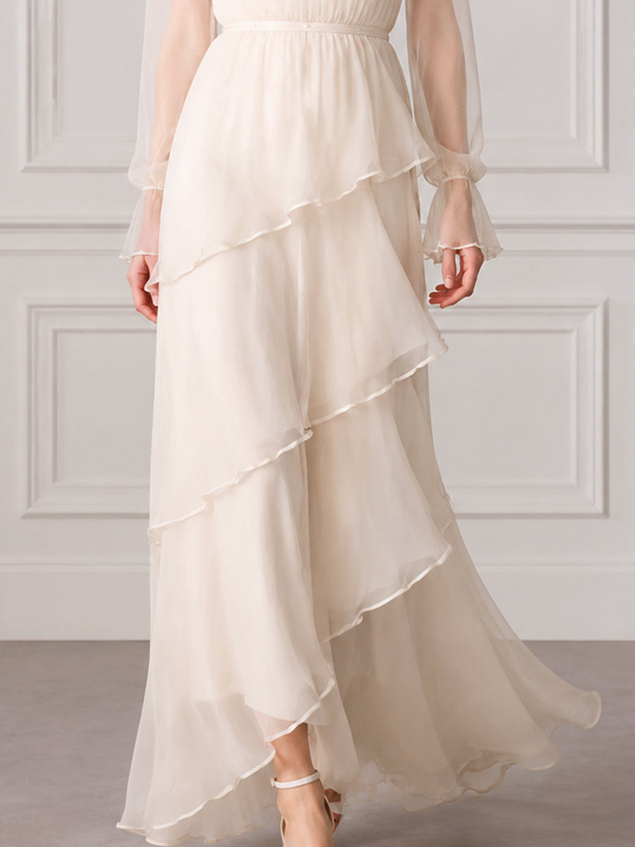 Sheer Ruffle Layered Maxi Dress