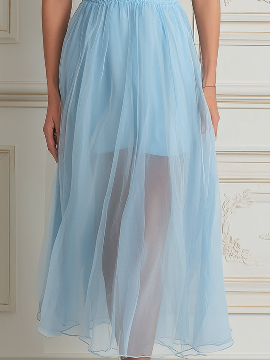 Smocked Chiffon Midi Dress