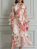 Romantic Garden Chiffon Midi Dress