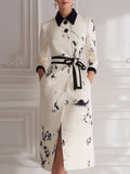 Abstract Print Belted Shirt Midi Dress