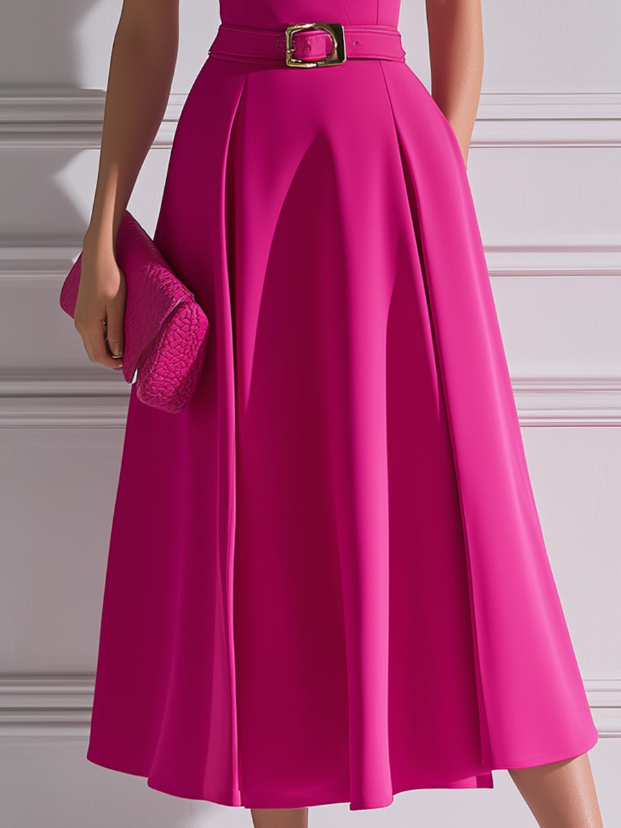 Tailored Lapel Belted Midi Dress