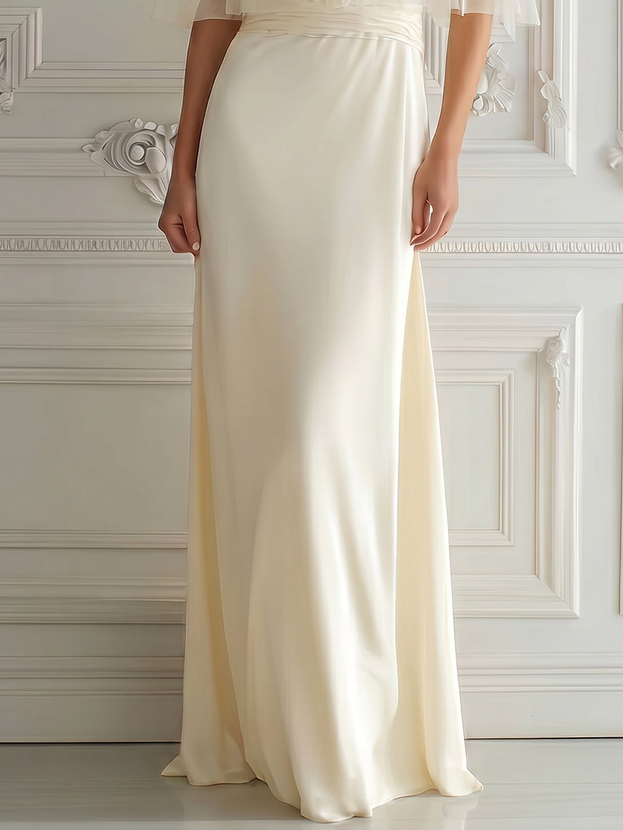Elegant Sheer Cape Sleeve Maxi Dress