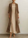 French-style Elegant A-line Midi Blouse With A Classic Collar