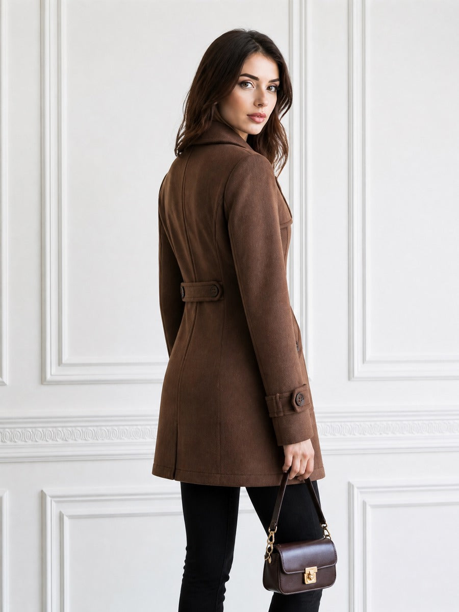 Double-Breasted Wool Blend Mid-Length Overcoat