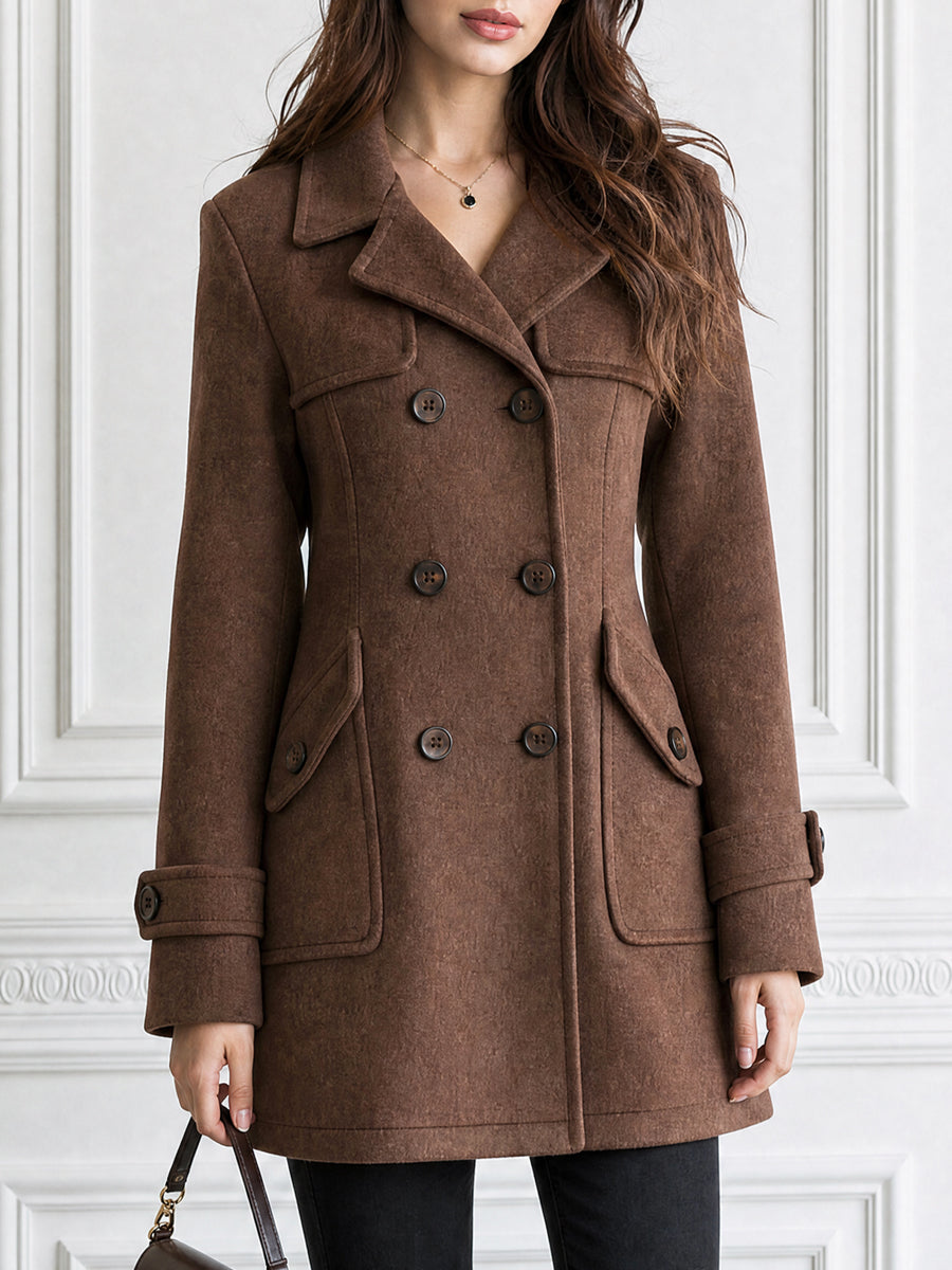 Double-Breasted Wool Blend Mid-Length Overcoat