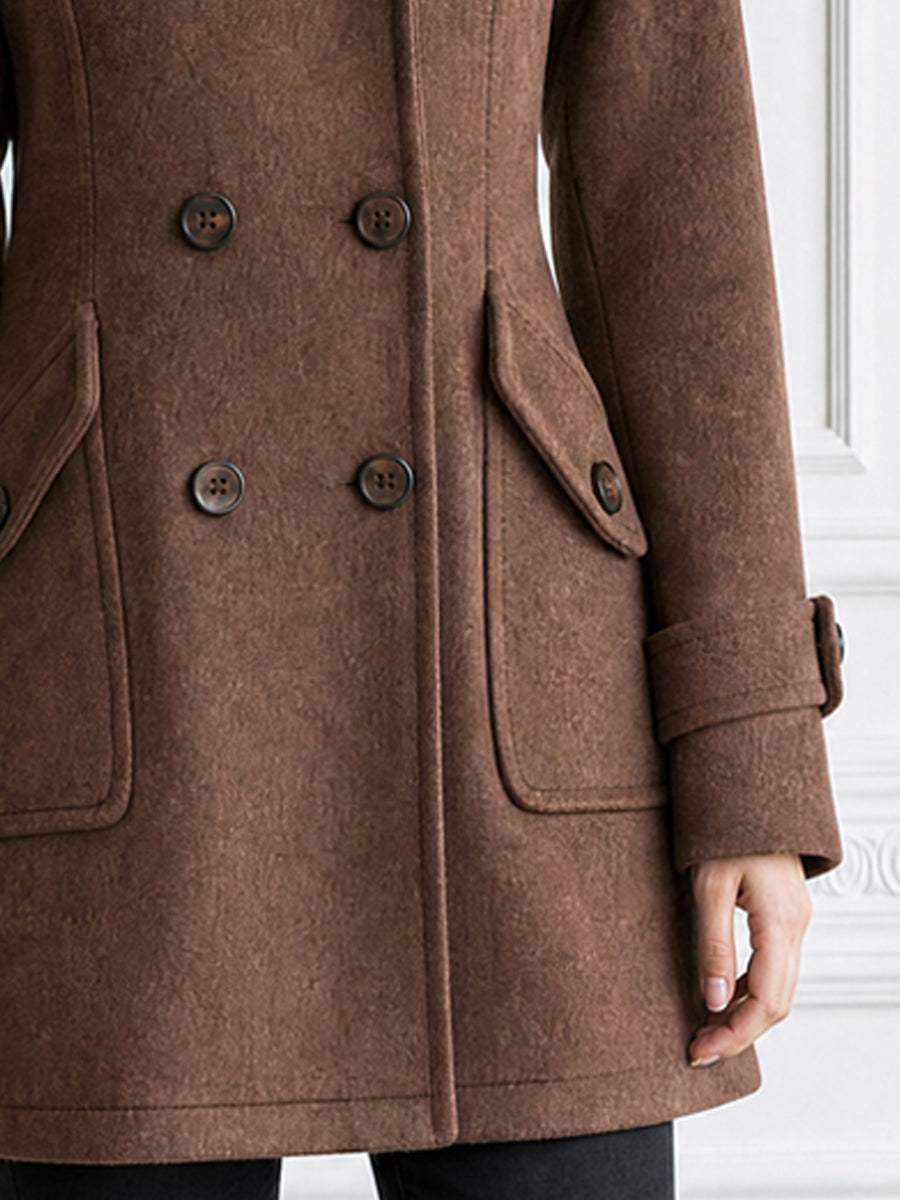 Double-Breasted Wool Blend Mid-Length Overcoat