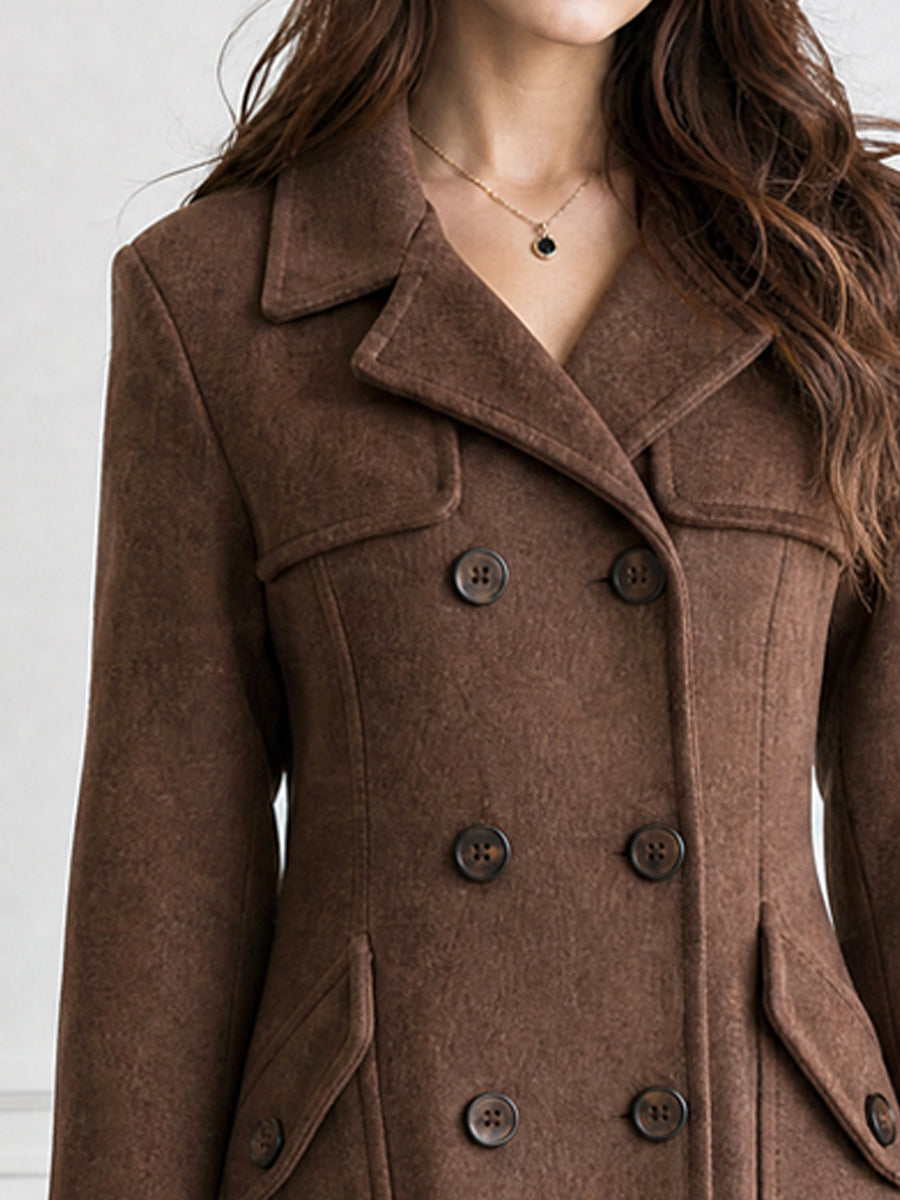 Double-Breasted Wool Blend Mid-Length Overcoat