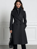 Oversized Peak Lapel Double-Breasted Longline Wool Coat