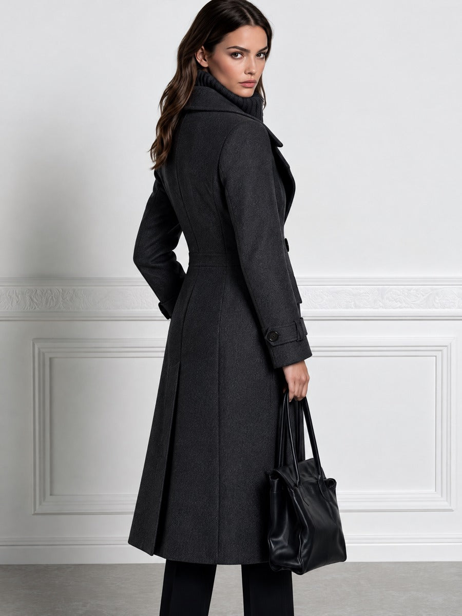 Oversized Peak Lapel Double-Breasted Longline Wool Coat