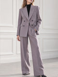 Peak Lapel Double-Breasted Blazer And Wide-Leg Trouser Suit Se