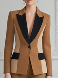 Color Block Peak Lapel Fitted Blazer