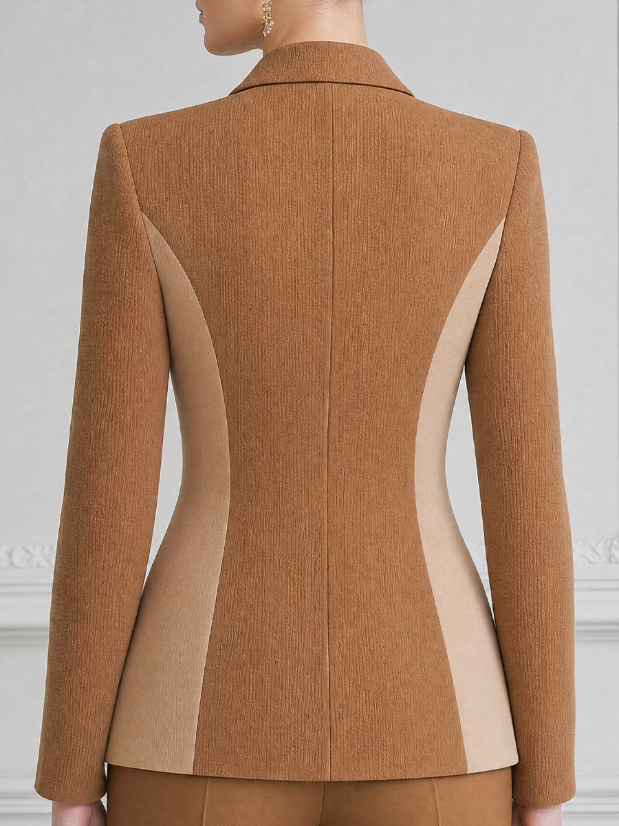 Color Block Peak Lapel Fitted Blazer