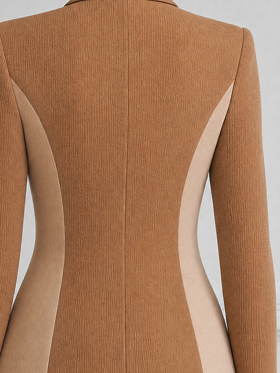 Color Block Peak Lapel Fitted Blazer