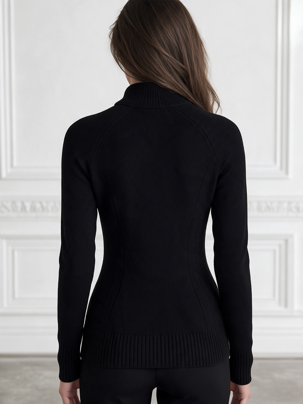 Stand Collar Two-Way Zip Fitted Textured Knit Cardigan