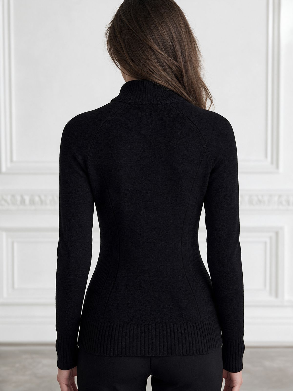 Stand Collar Two-Way Zip Fitted Textured Knit Cardigan