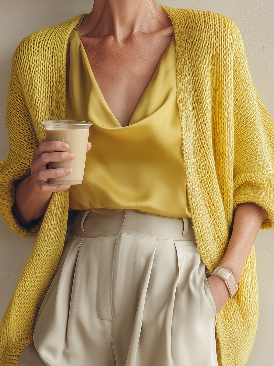 Elegant Batwing-Sleeve Knit Cardigan