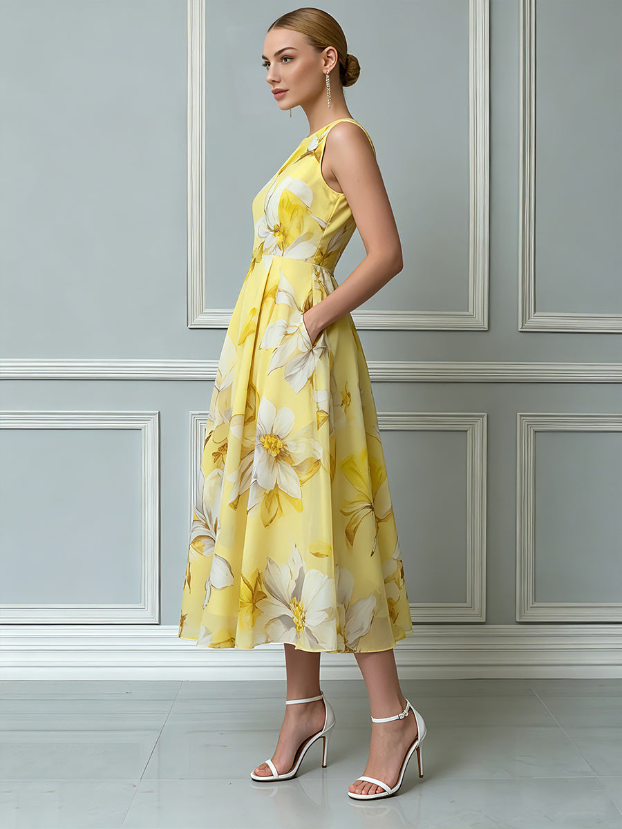 Sun-Drenched Floral Midi Dress