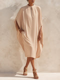 Oversized Keyhole Neck Batwing Midi Dress