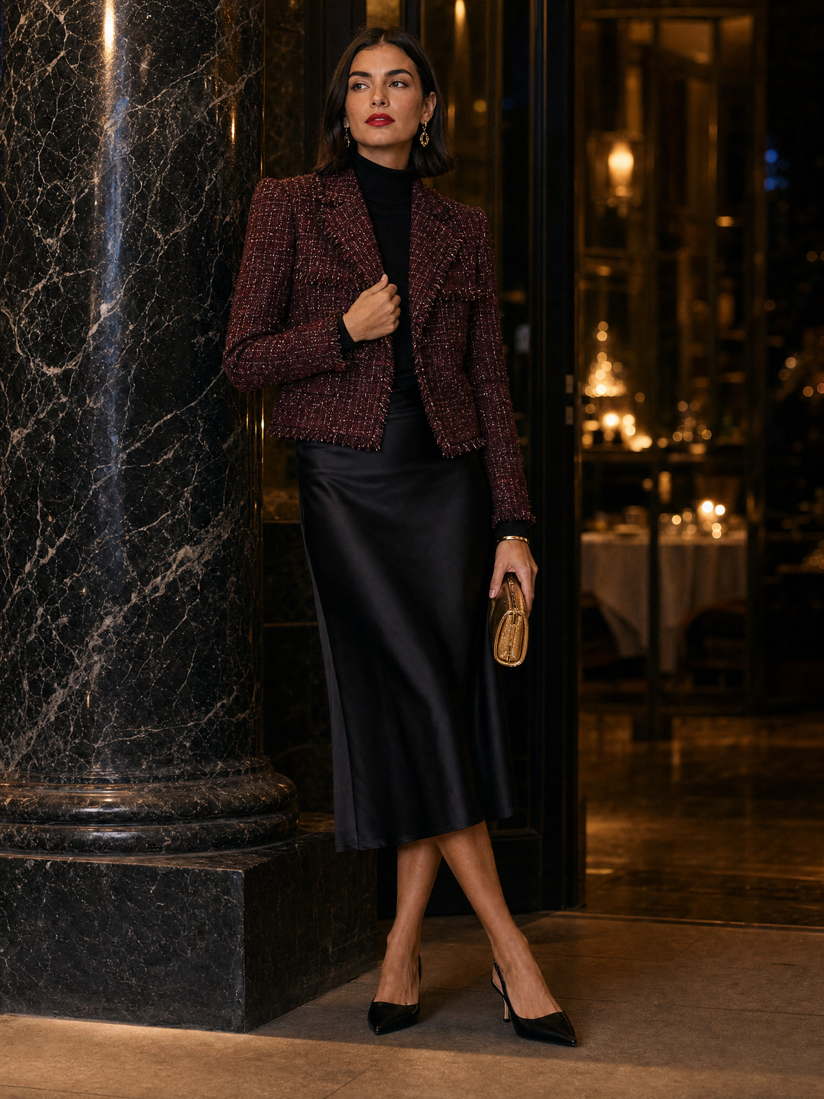 Women's Tweed Fringe-Trim Cropped Blazer Jacket